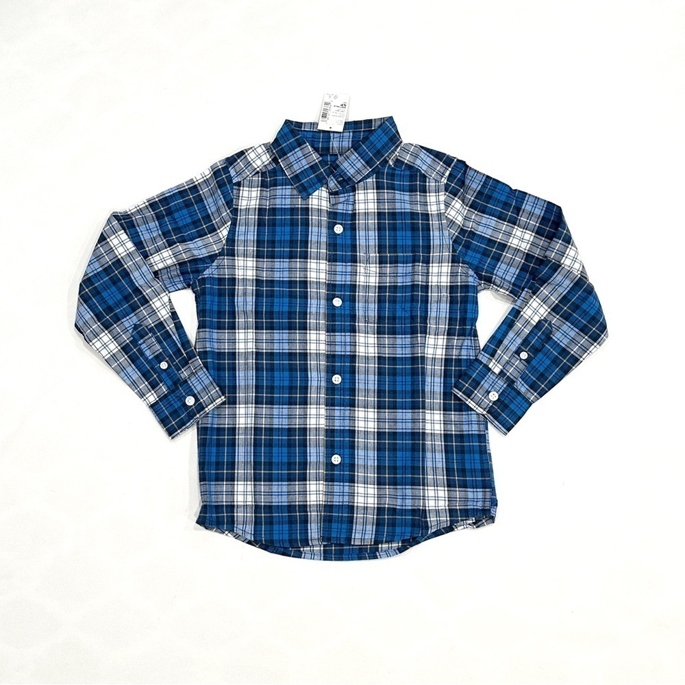 NWT Children's Place Boys Pacific Blue Plaid Button Down Shirt